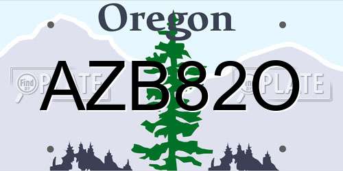 AZB82O Oregon License Plate