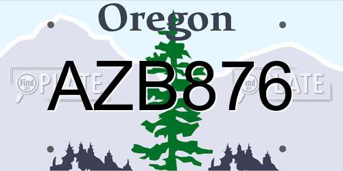 AZB876 Oregon License Plate
