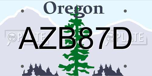 AZB87D Oregon License Plate