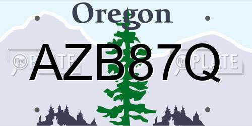 AZB87Q Oregon License Plate