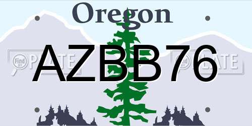 AZBB76 Oregon License Plate