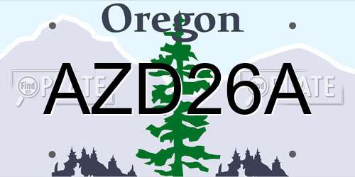 AZD26A Oregon License Plate