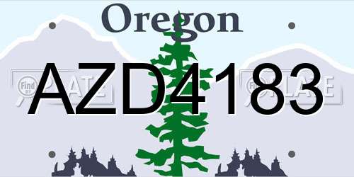 AZD4183 Oregon License Plate