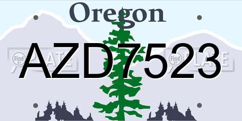AZD7523 Oregon License Plate
