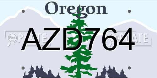 AZD764 Oregon License Plate