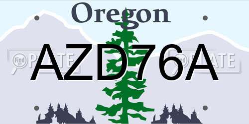AZD76A Oregon License Plate