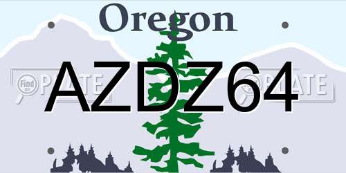 AZDZ64 Oregon License Plate