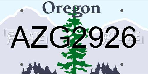 AZG2926 Oregon License Plate