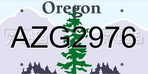 AZG2976 Oregon License Plate