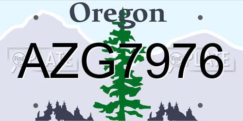 AZG7976 Oregon License Plate