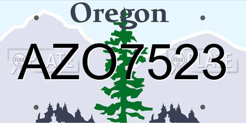 AZO7523 Oregon License Plate