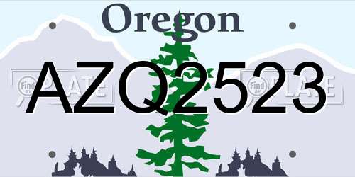 AZQ2523 Oregon License Plate