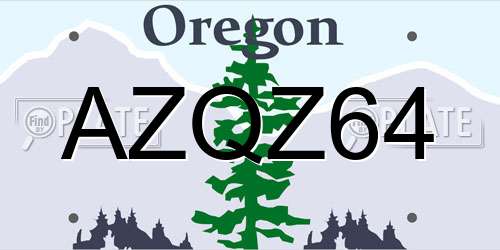 AZQZ64 Oregon License Plate