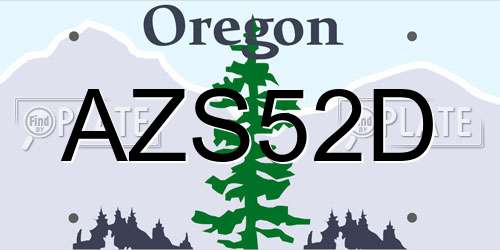AZS52D Oregon License Plate