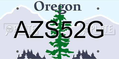 AZS52G Oregon License Plate