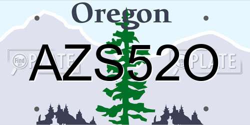 AZS52O Oregon License Plate