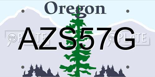 AZS57G Oregon License Plate