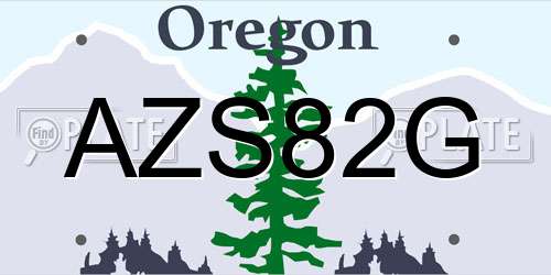 AZS82G Oregon License Plate
