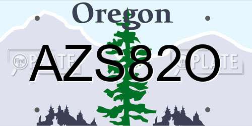 AZS82O Oregon License Plate