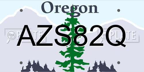 AZS82Q Oregon License Plate