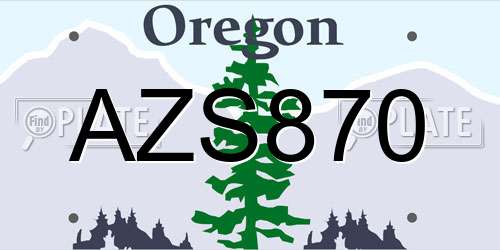 AZS870 Oregon License Plate
