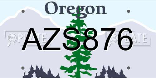 AZS876 Oregon License Plate
