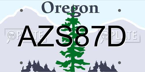 AZS87D Oregon License Plate