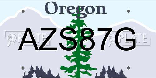 AZS87G Oregon License Plate