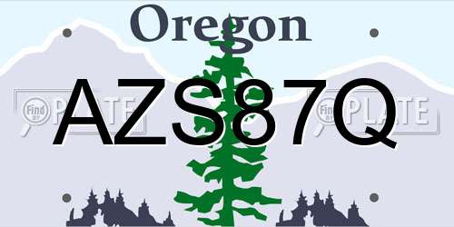 AZS87Q Oregon License Plate
