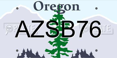 AZSB76 Oregon License Plate