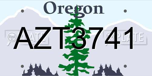 AZT3741 Oregon License Plate