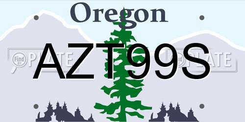 AZT99S Oregon License Plate