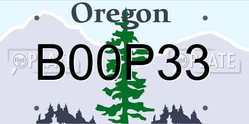 B00P33 Oregon License Plate