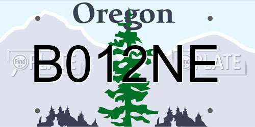 B012NE Oregon License Plate