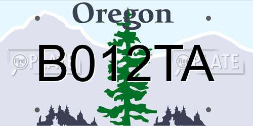 B012TA Oregon License Plate