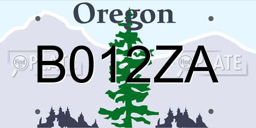 B012ZA Oregon License Plate