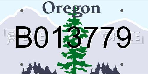 B013779 Oregon License Plate
