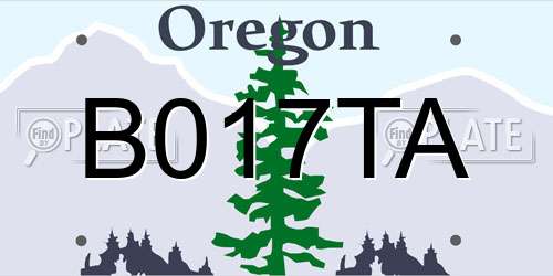 B017TA Oregon License Plate