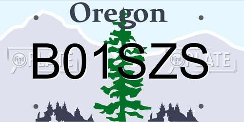 B01SZS Oregon License Plate