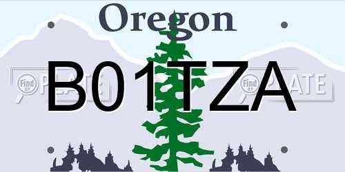 B01TZA Oregon License Plate