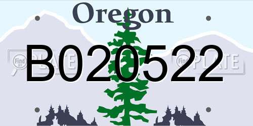 B020522 Oregon License Plate