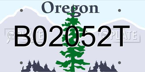 B02052T Oregon License Plate