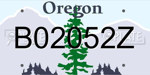B02052Z Oregon License Plate