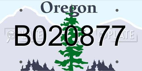 B020877 Oregon License Plate