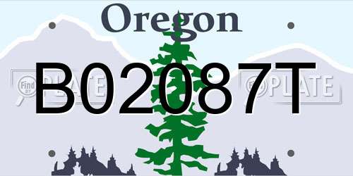 B02087T Oregon License Plate