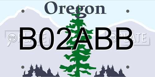 B02ABB Oregon License Plate