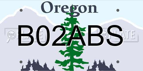 B02ABS Oregon License Plate