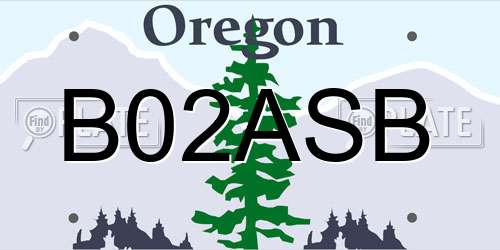 B02ASB Oregon License Plate