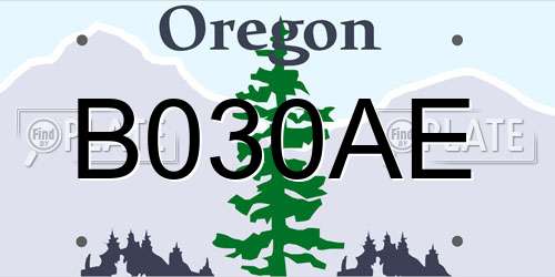 B030AE Oregon License Plate