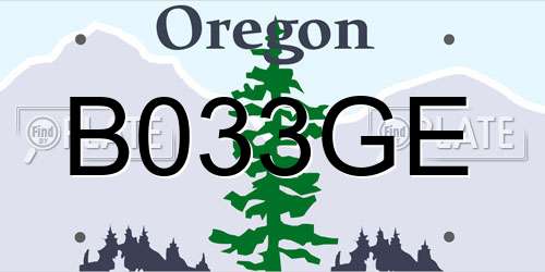 B033GE Oregon License Plate